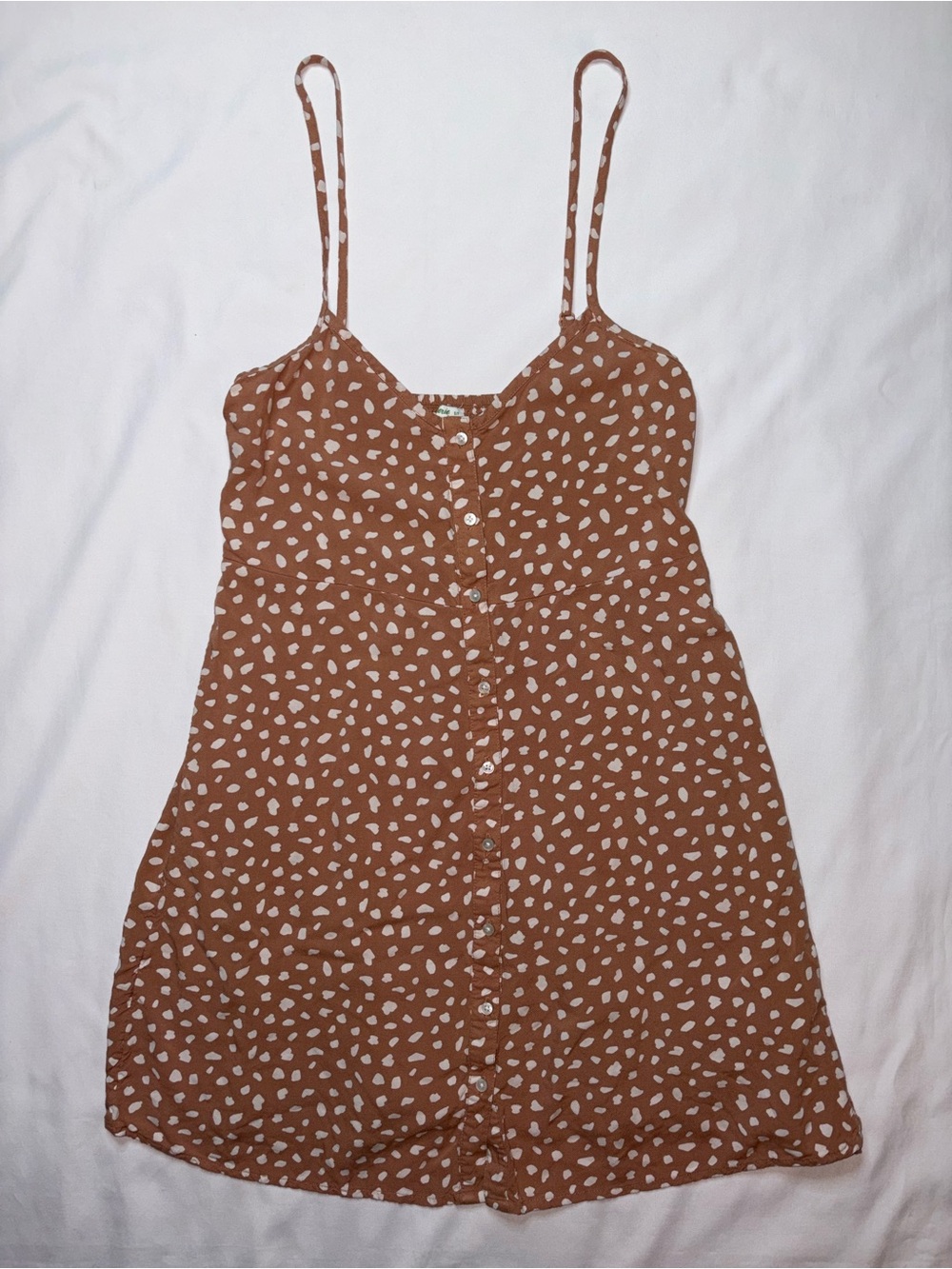 Aerie Brown White Printed Cami Tank Top Small Flowy Button Front Boho